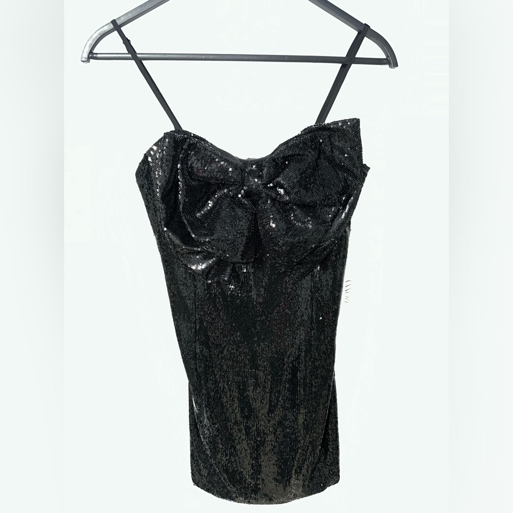 NWT - Black Bow Sequenced Cocktail Dress - L